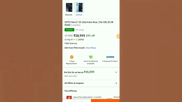oppo Reno 7.  5G.(startrails blue 256gb ) (8G ram) new look. 2022
