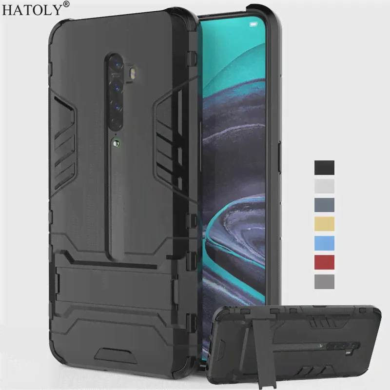 Для Oppo Reno 2 Чехол Reno 2 Задняя Крышка Противоударный Жесткий Бронированный Держатель Чехол-Подставка Для OPPO Reno 2 Чехол-бампер для телефона Oppo Reno 2-0